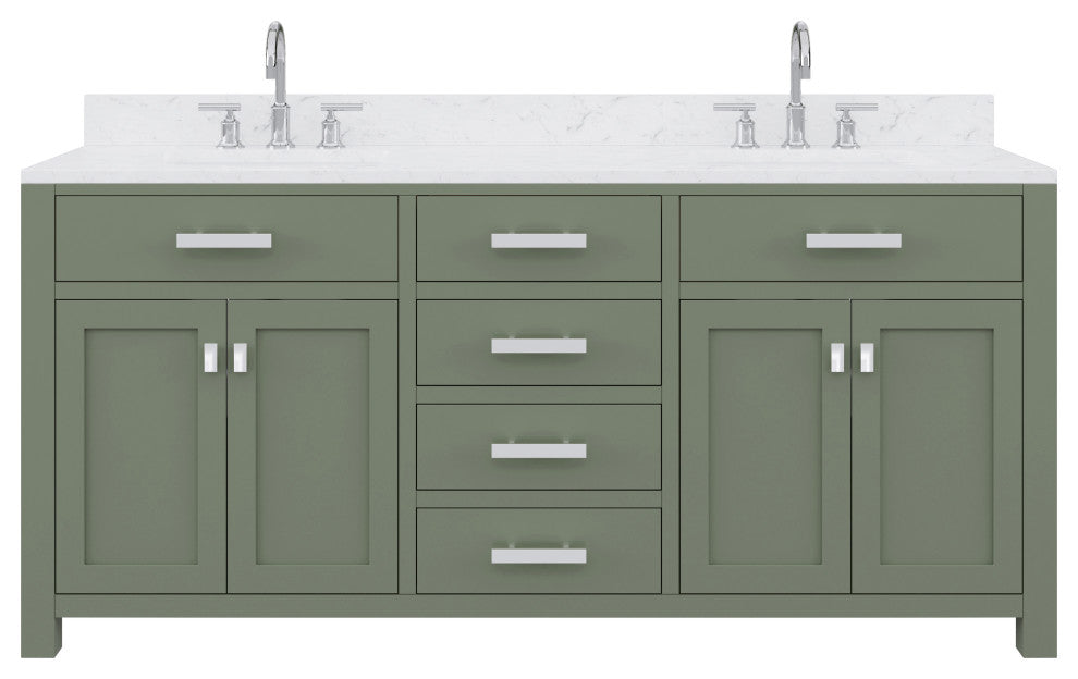 Madison 72 In. Carrara White Marble Countertop Vanity with Gooseneck Faucet