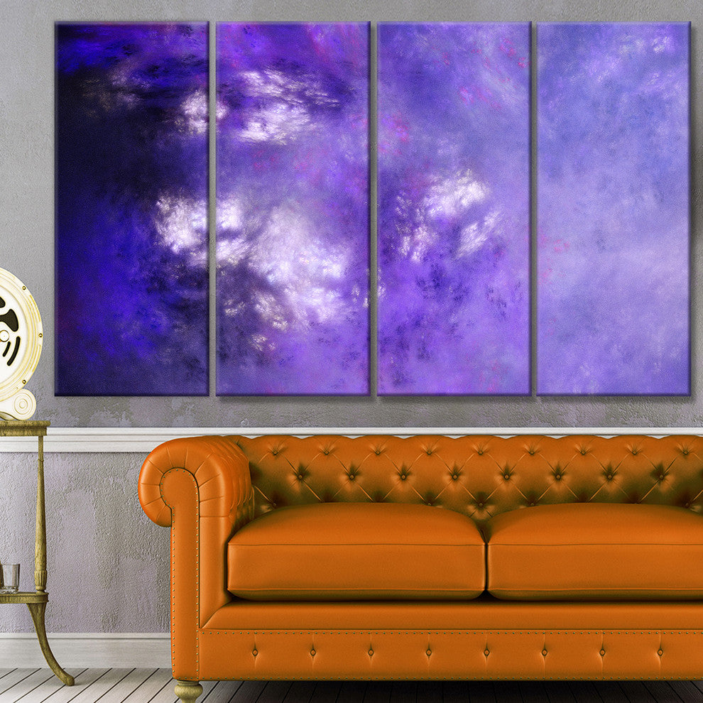 Blur Purple Sky with Stars, Abstract Canvas Art Print, 48"x28", 4 Panels