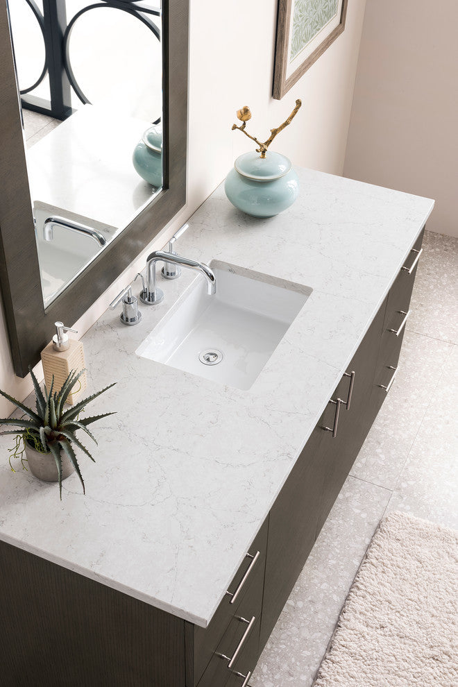 Metropolitan 60" Single Vanity, Silver Oak, Eternal Jasmine Pearl