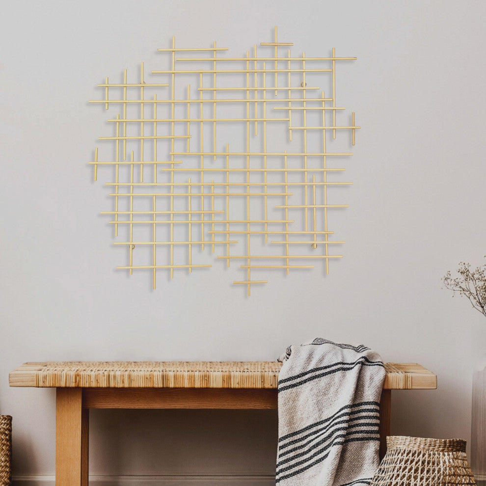 Iquara Small Gold Abstract Metal Wall Art