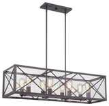 High Line 8-Light Linear Chandelier, Satin Bronze