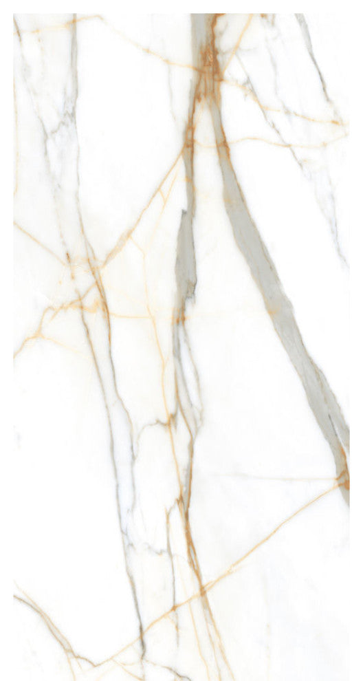 Calacatta Gold Natural Glossy Porcelain Tile, 32x64