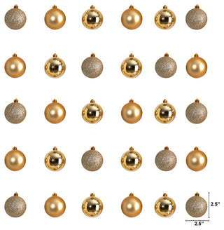 Holiday Xmas 30 Count 2.5" Shatterproof Ornament Set With Re-Useable Container