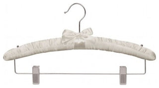 Satin Padded Combo Hanger, Ivory/Chrome Finish, Box of 24