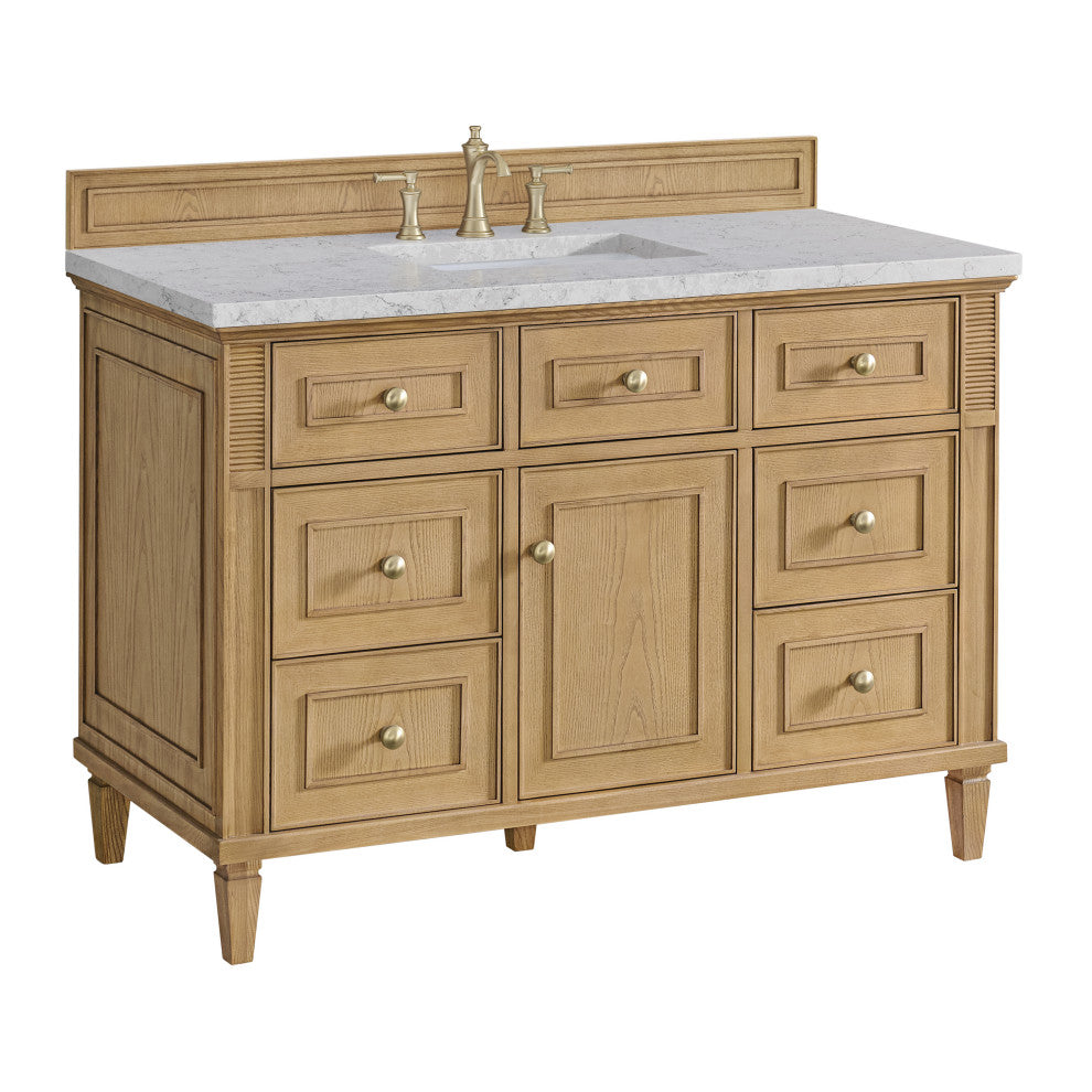 Lorelai 48" Single Vanity, Light Natural Oak, 3 CM Eternal Jasmine Pearl Top