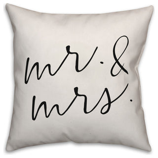 Mr and Mrs thin script 16x16 Throw Pillow
