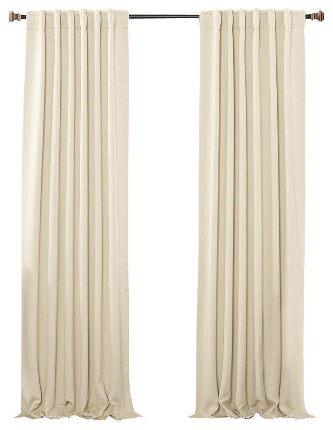 Back Tab Thermal Insulated Blackout Curtains, Set of 2, Beige, 102"