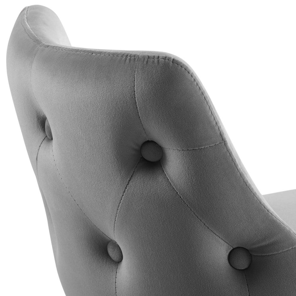 Counter Stool Chair, Velvet, Gray, Modern, Bar Pub Cafe Bistro Restaurant