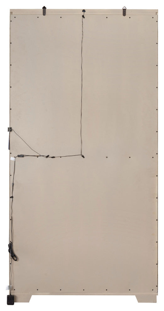 Light Wood Modern 5-Shelf Sliding Door Curio with LED Light