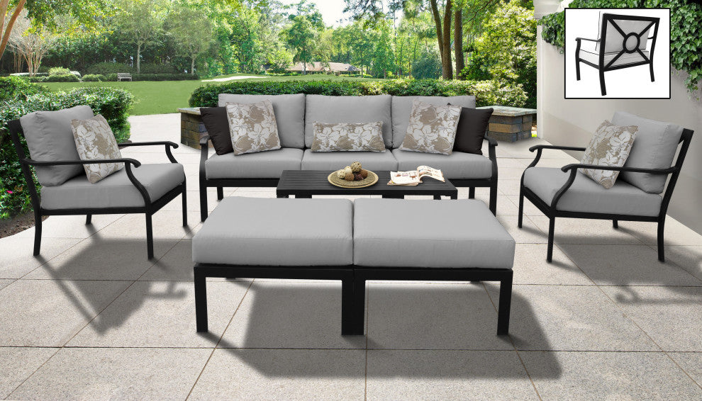 kathy ireland Madison Ave. 8 Piece Aluminum Patio Furniture Set 08c, Slate