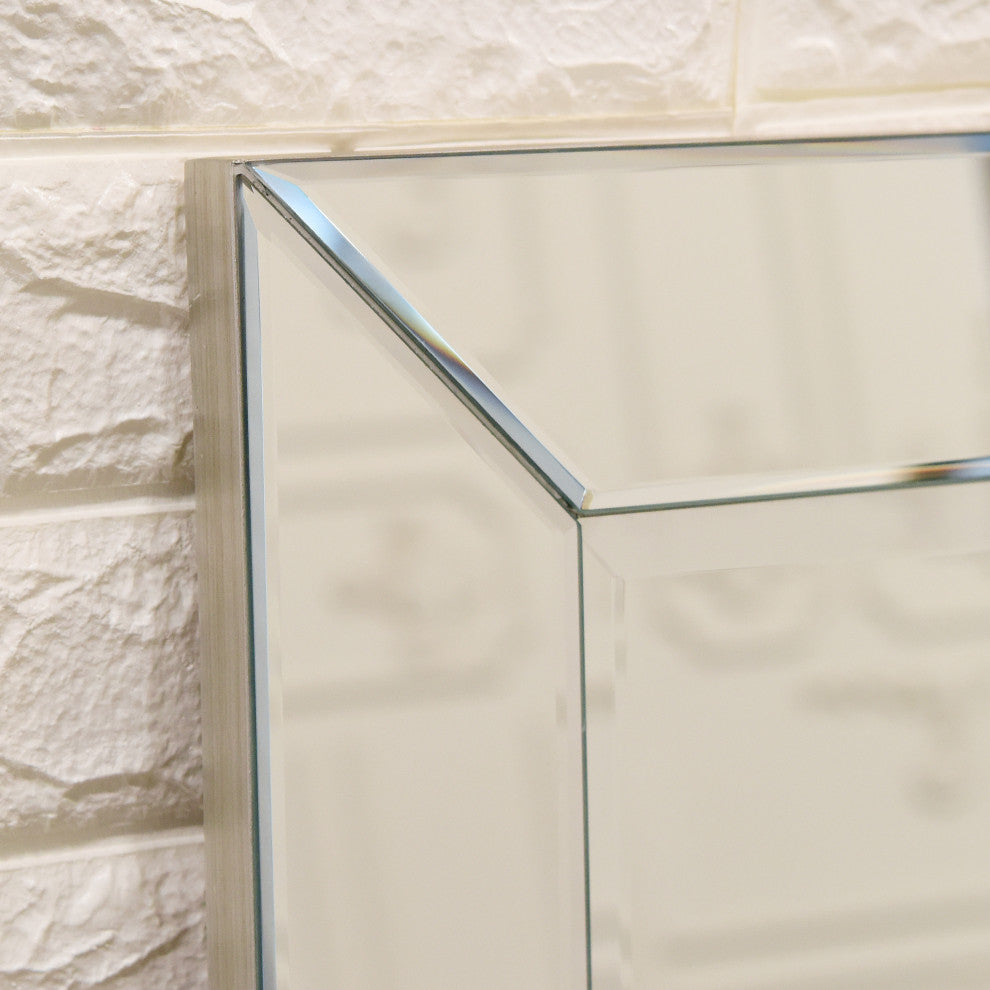 Antique Beveled Rectangle Wall Mirror, 1" Beveled Center 24"x36" Bathroom Mirror