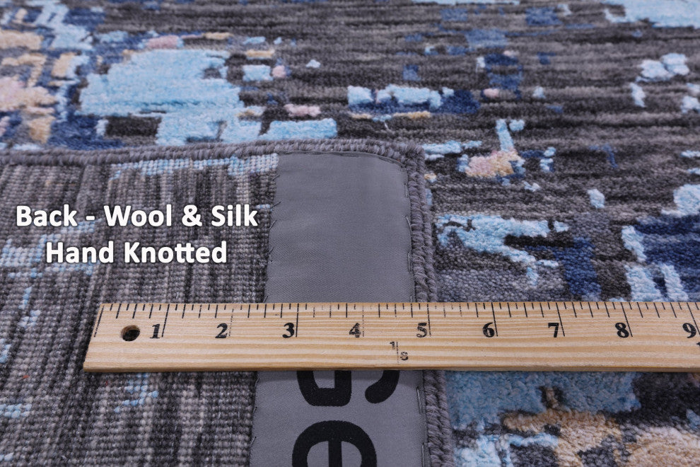 Hand Knotted Wool & Silk Abstract Rug 8' 11" X 12' 1" - Q13507