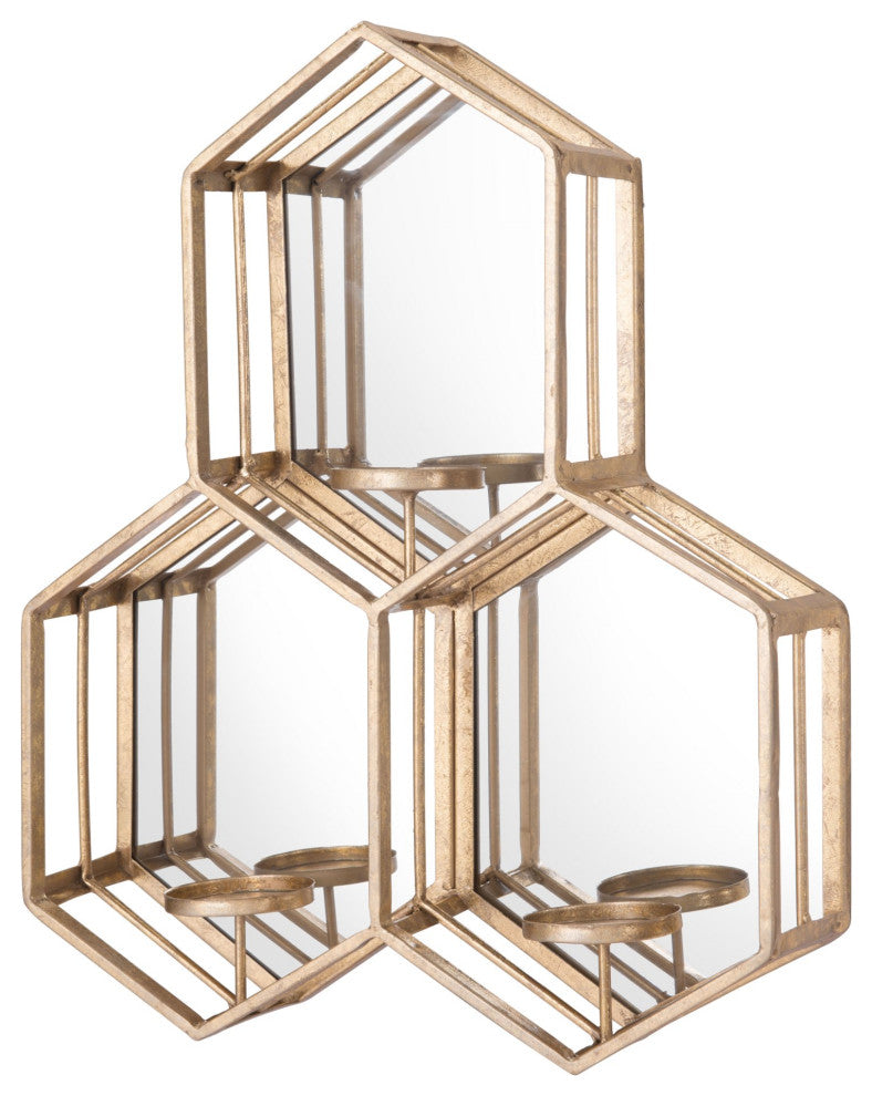 Frame Wall Mirror, Glass, Steel Metal, Gold, Bedroom Living