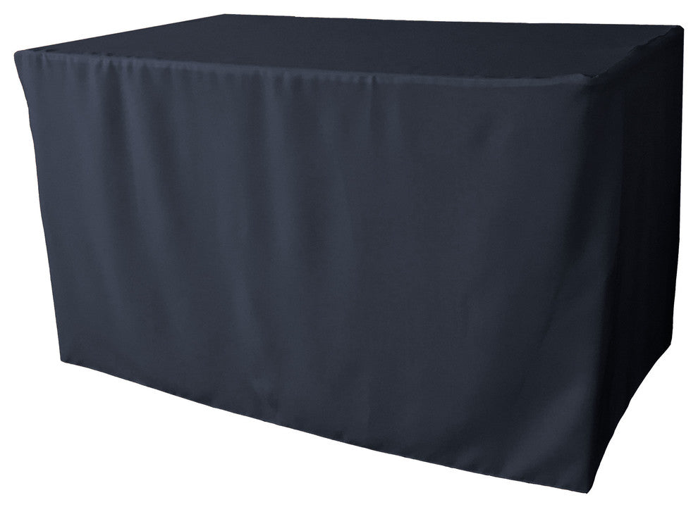 LA Linen Polyester Poplin Fitted Tablecloth 48"x24"x30", Navy Blue