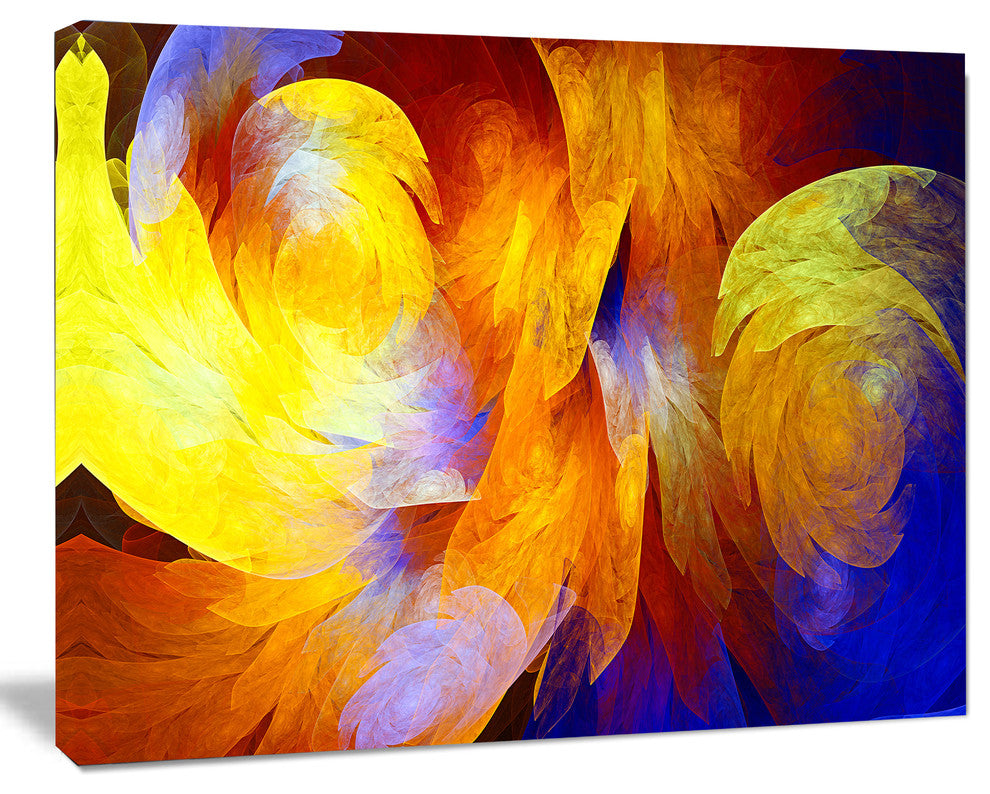 Yellow Fractal Abstract Pattern, Abstract Art on Canvas, 20x12