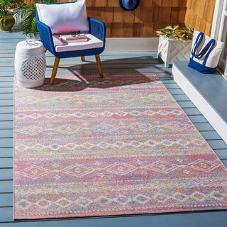 Safavieh Summer Collection, SMR498 Indoor/Outdoor Rug, Ivory/Pink, 6'6"x9'4"