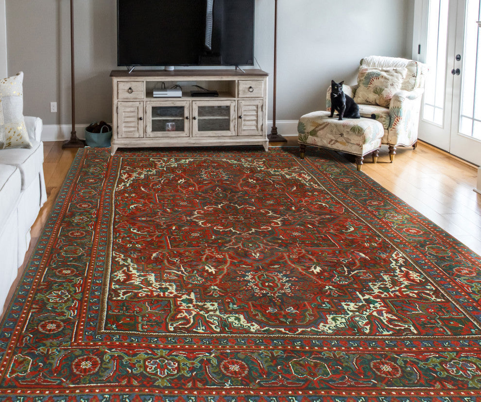 Vintage Heriz NursuLight a Red/Navy Rug, 6'11x9'11