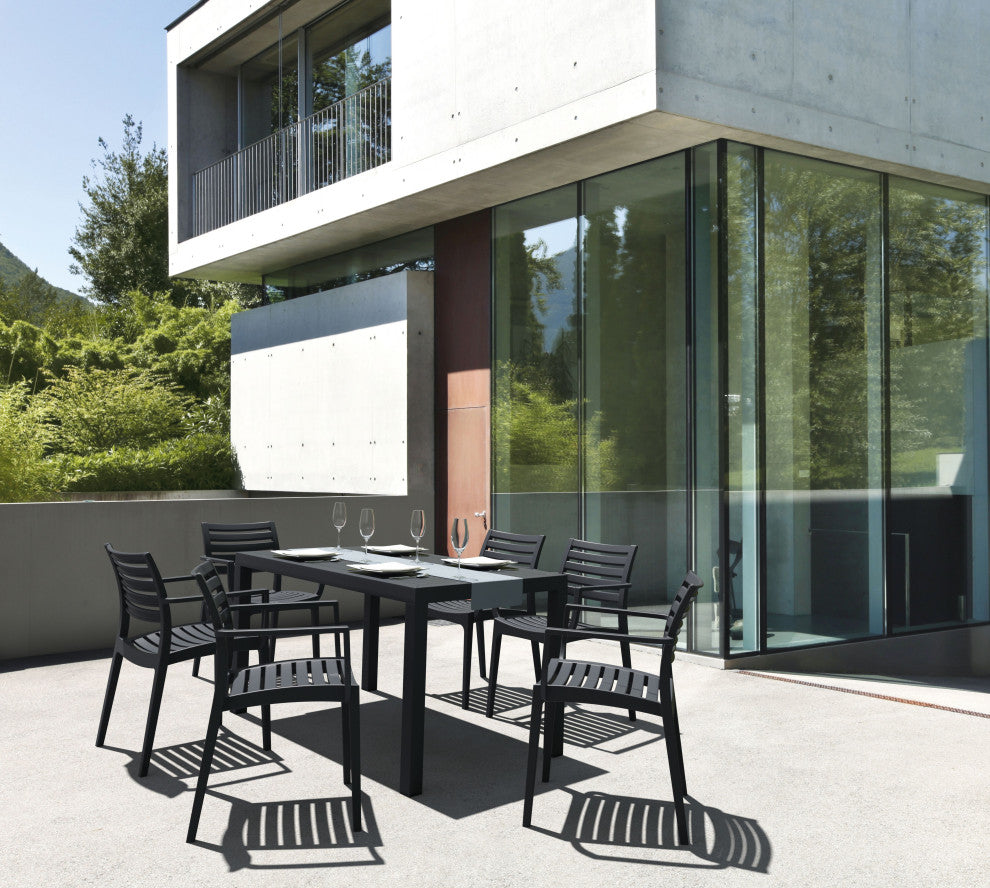 Artemis Outdoor Dining Arm Chair, Set of 2, Black