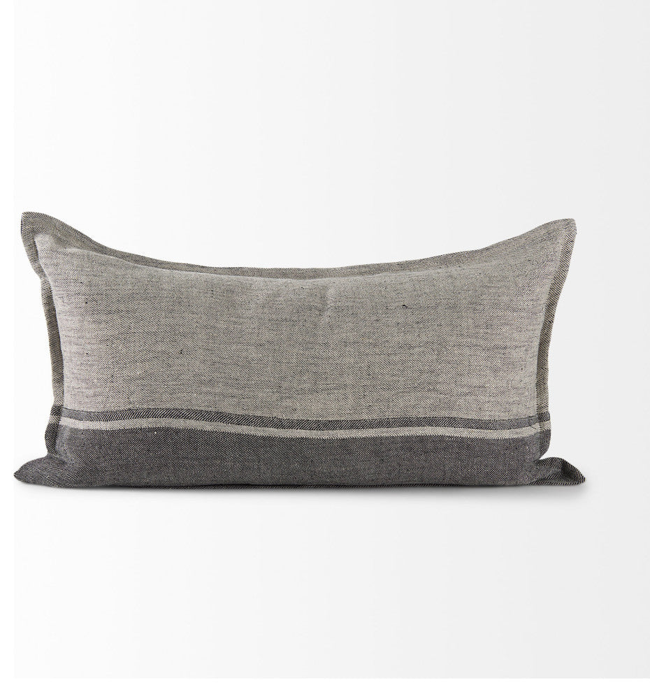 Zadie 14Lx26W Light Gray & Dark Gray Decorative Pillow Cover