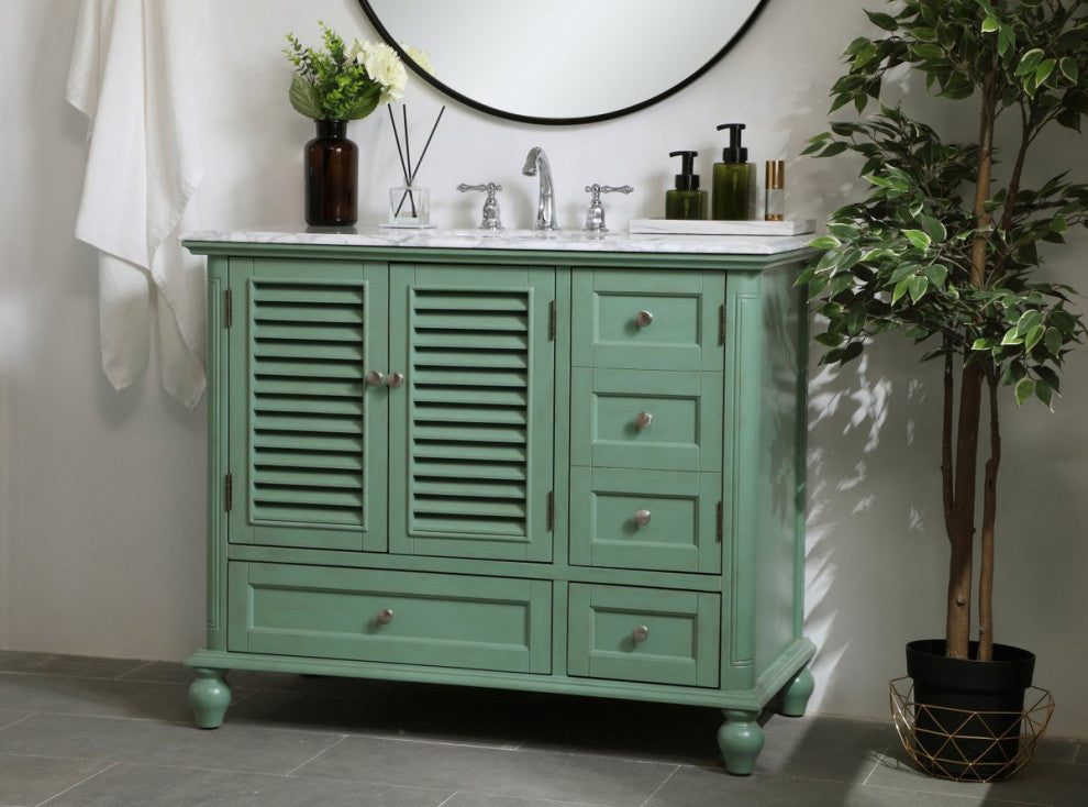 Home Living Single Bathroom Vanity, Vintage Mint, 42"