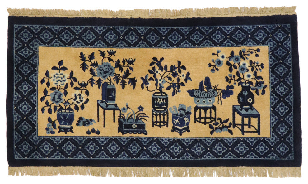 Vintage Chinese Art Deco Rug, 02'04 x 04'06