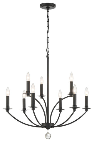 Crystorama Lighting Group MIL-8009 Mila 9 Light 28"W Taper Candle - Black