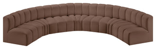 Arc Vegan Leather Upholstered 7-Pc. U-Shaped Modular Sectional, Brown