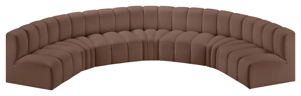 Arc Vegan Leather Upholstered 7-Pc. U-Shaped Modular Sectional, Brown