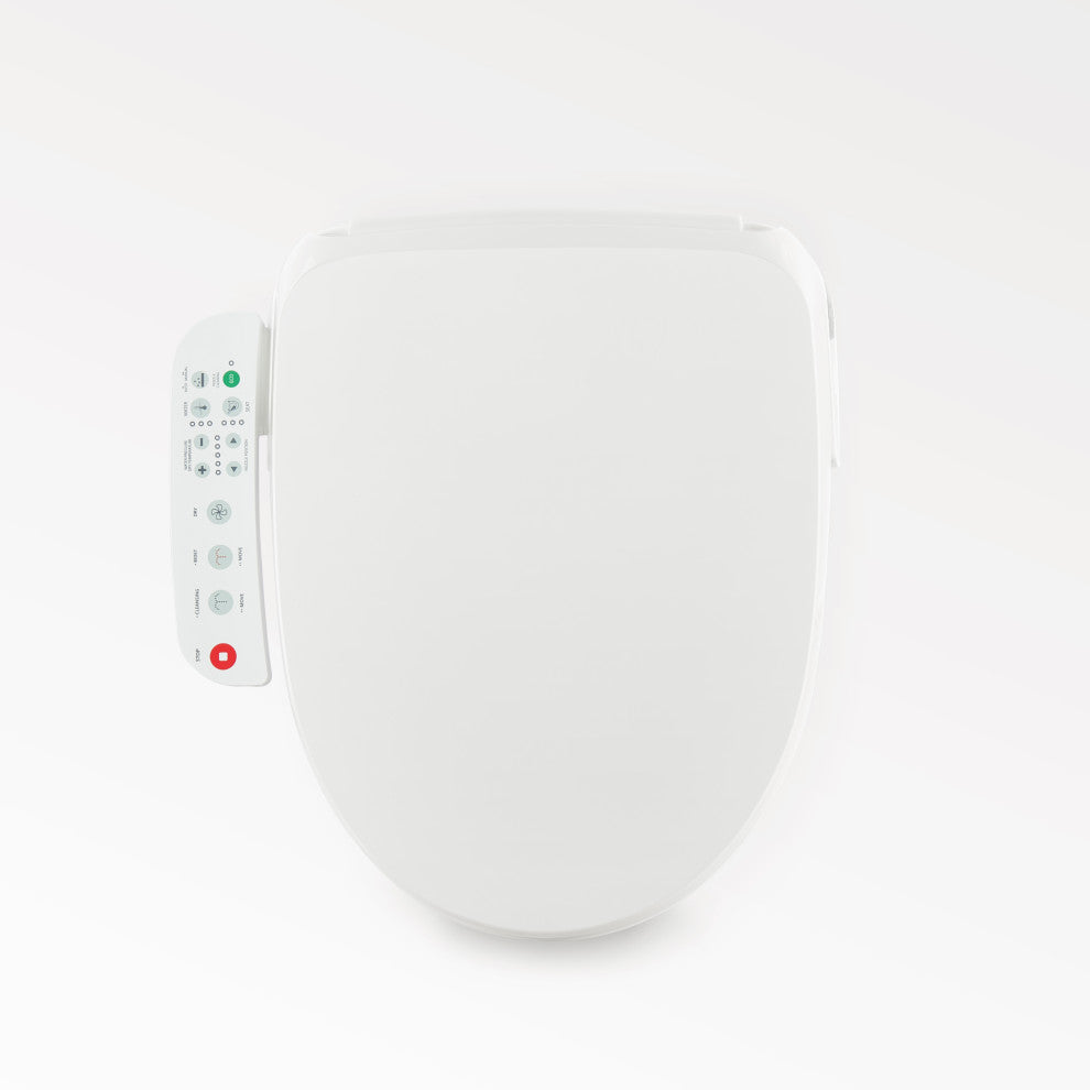 Electric Heated Smart Toilet Bidet Seat With Side Control Panel, Warm Air Dryer