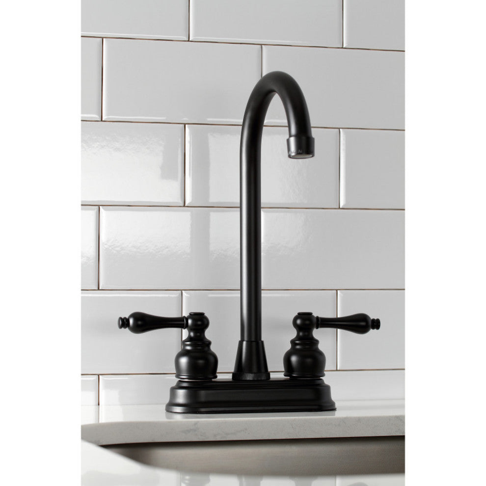 KB490AL Victorian 4" Centerset High Arch Bar Faucet, Matte Black