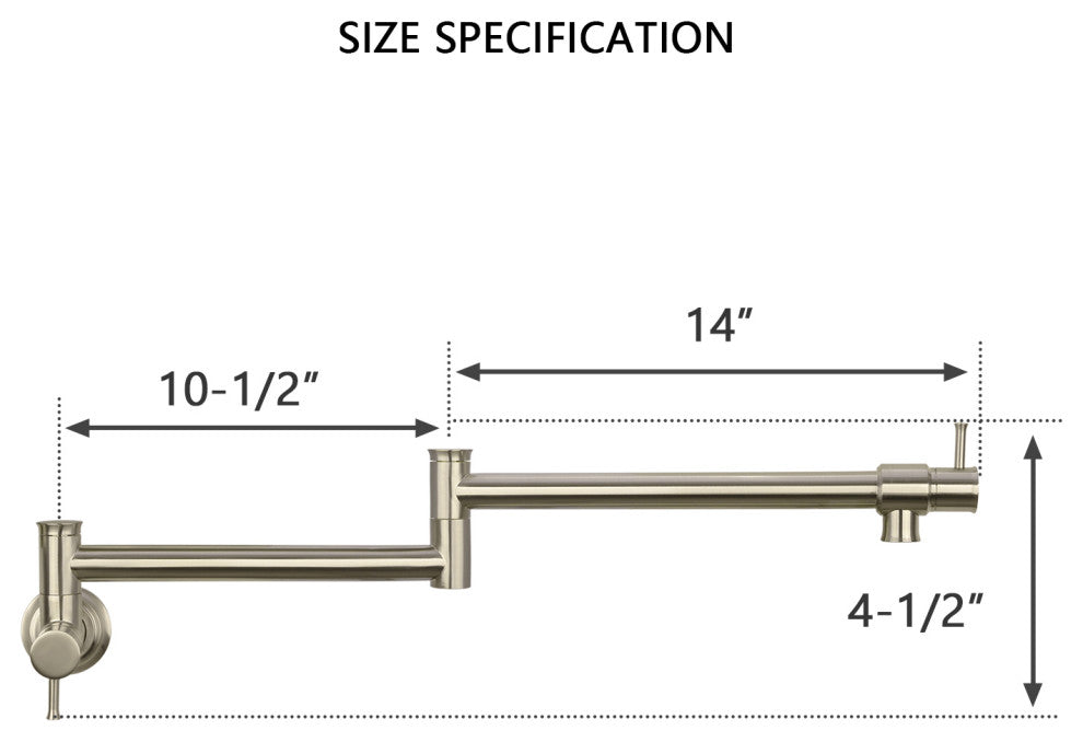 Akicon Pot Filler Kitchen Faucet Wall-Mounted, Brushed Nickel