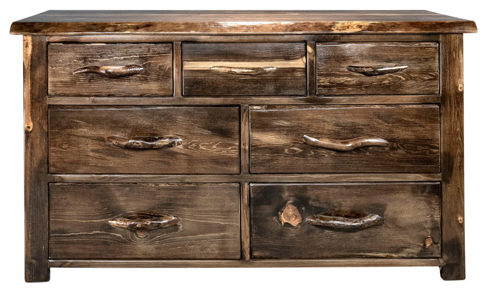 Big Sky Collection Live Edge 7 Drawer Dresser, Provincial Stain