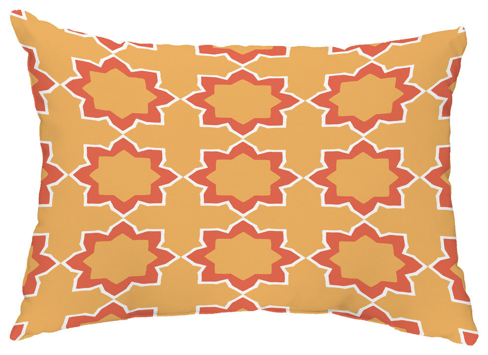 Bohemian 2 14"x20" Decorative Abstract Outdoor Throw Pillow, Gold