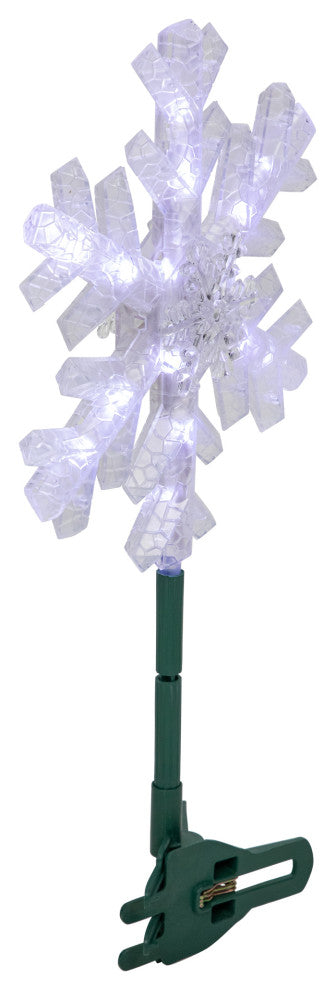 14.75" Lighted LED Clip-On Snowflake Christmas Tree Topper  White Lights