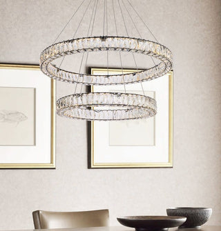 Elegant Lighting 3503G36 Monroe 36"W LED Crystal Ring Chandelier - Black