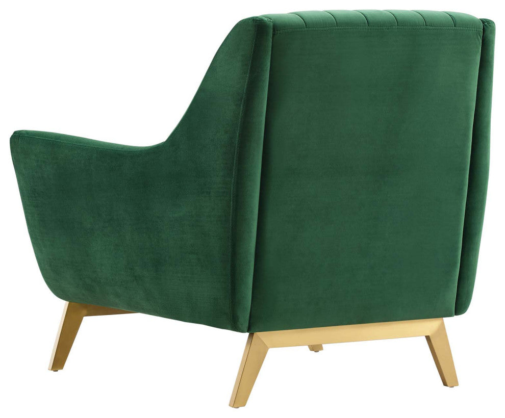 Tufted Armchair Accent Chair, Velvet, Green, Modern, Living Lounge Hospitality
