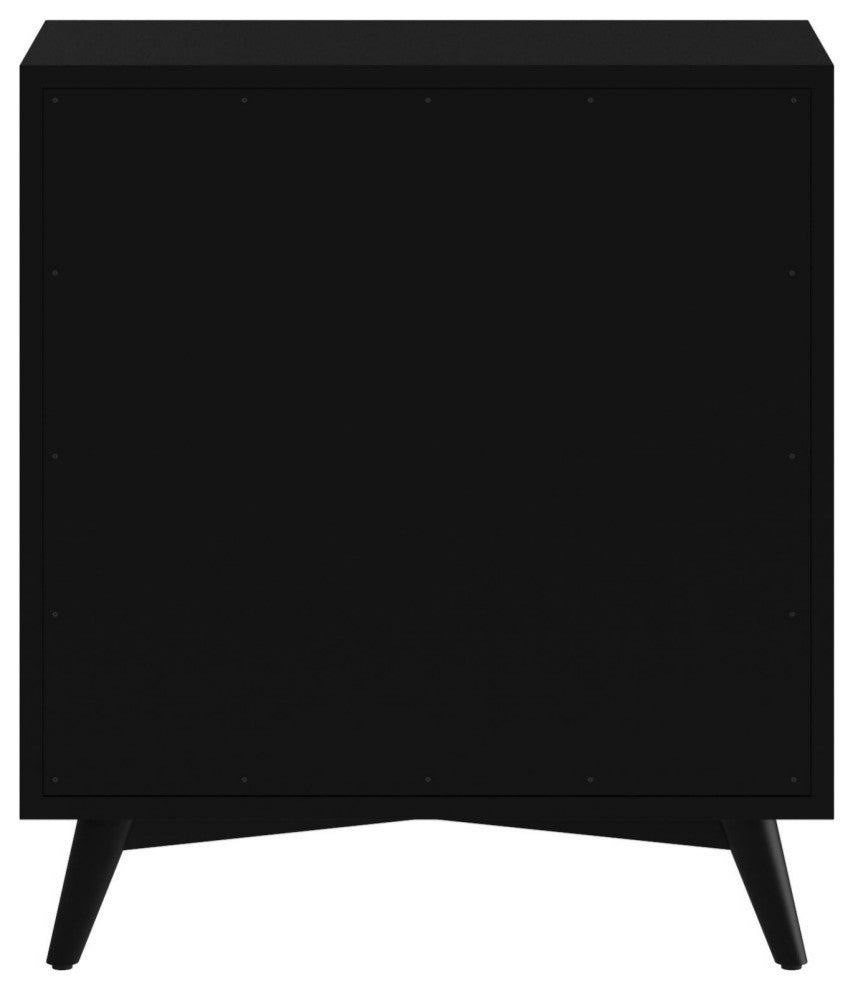 Flynn Mid Century Modern 3 Drawer Small Chest, Black