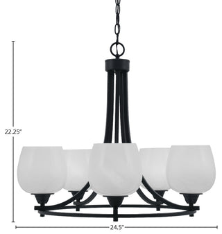 Paramount 5-Light Chandelier, Matte Black, 6" White Marble Glass