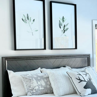 Sage Herb Watercolor Print Green White Wall Art Framed Farmhouse, 3-Piece Set