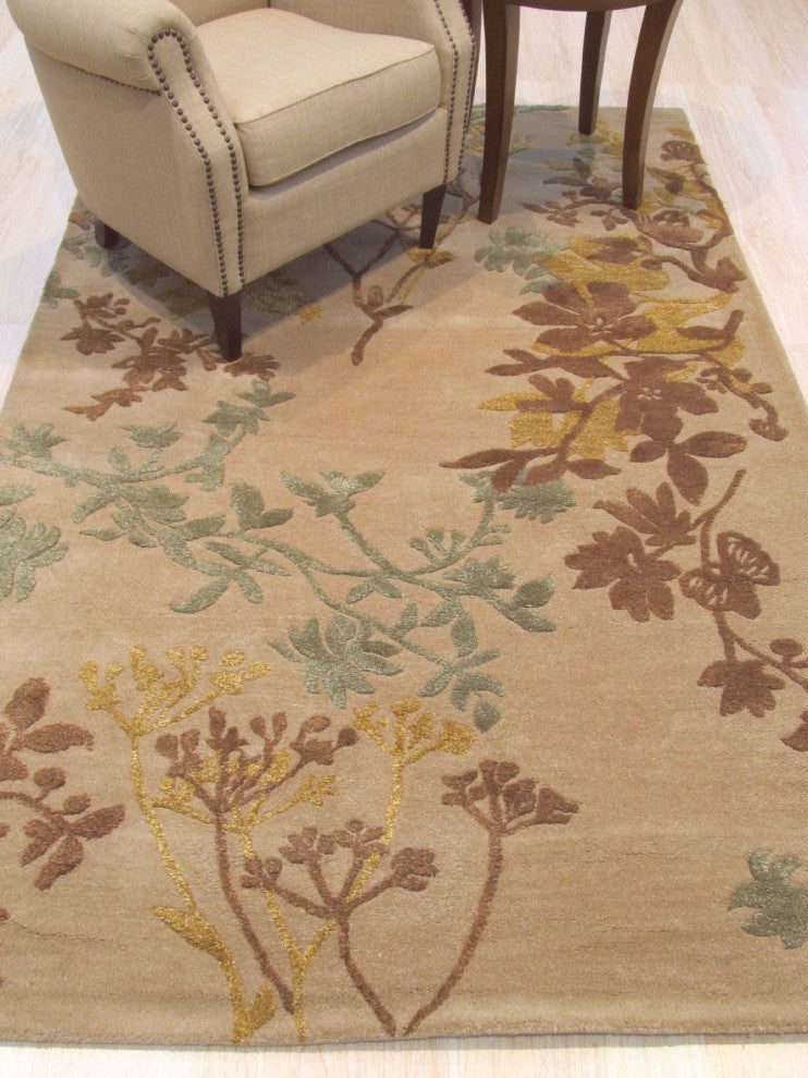 Beige Traditional Floral Savannah Area Rug