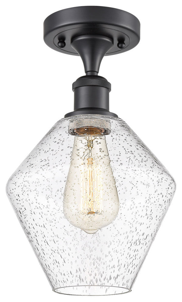 Innovations 516-1C-BK-G654-8 1-Light Semi-Flush Mount, Matte Black