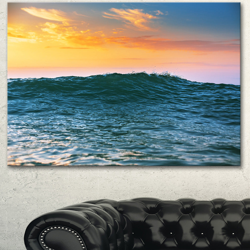Sunrise Light Shine on Sea Water, Large Beach Canvas Wall Art, 40"x30"