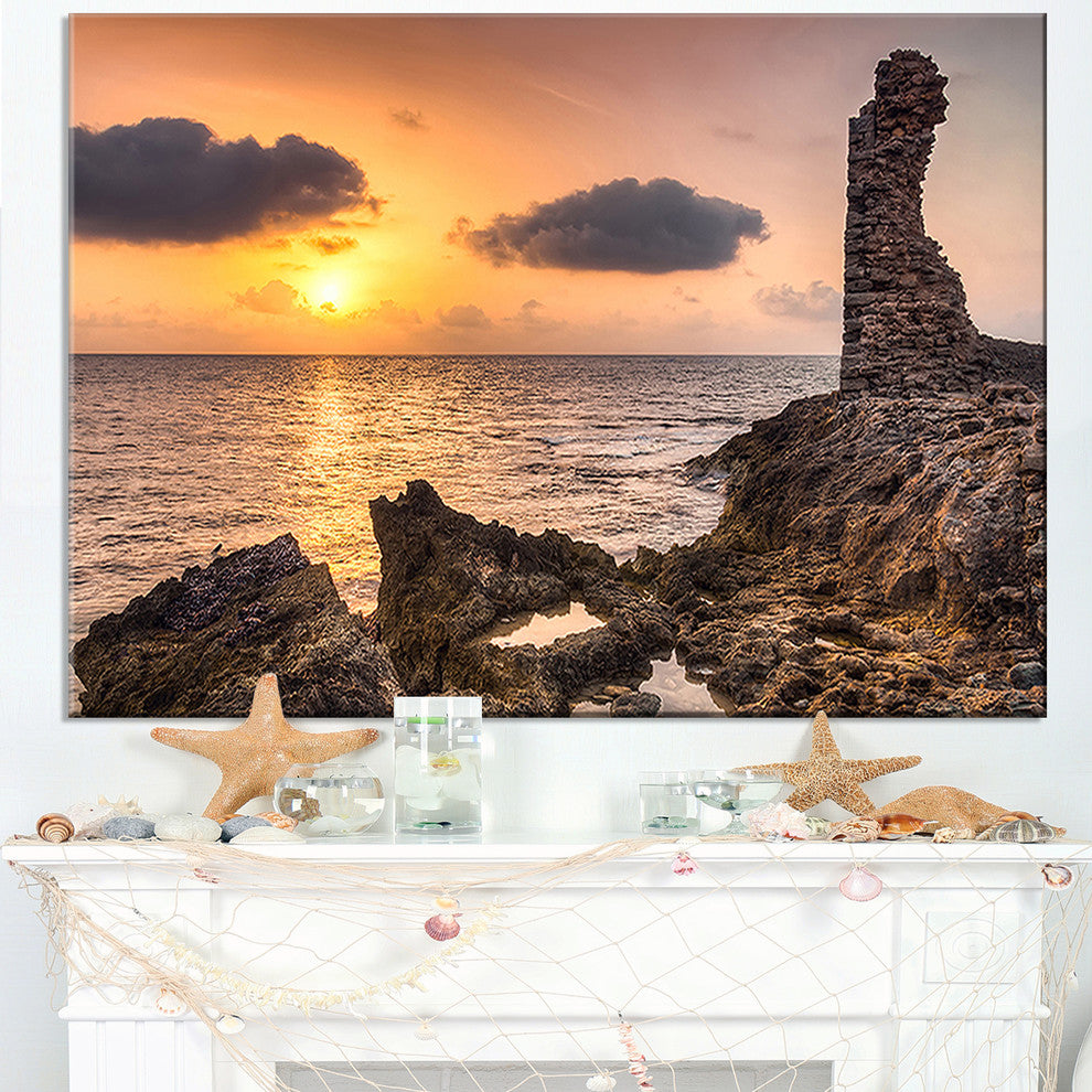 "Historic Ruins at Sunset Africa" Seashore Canvas Art, 40"x20"