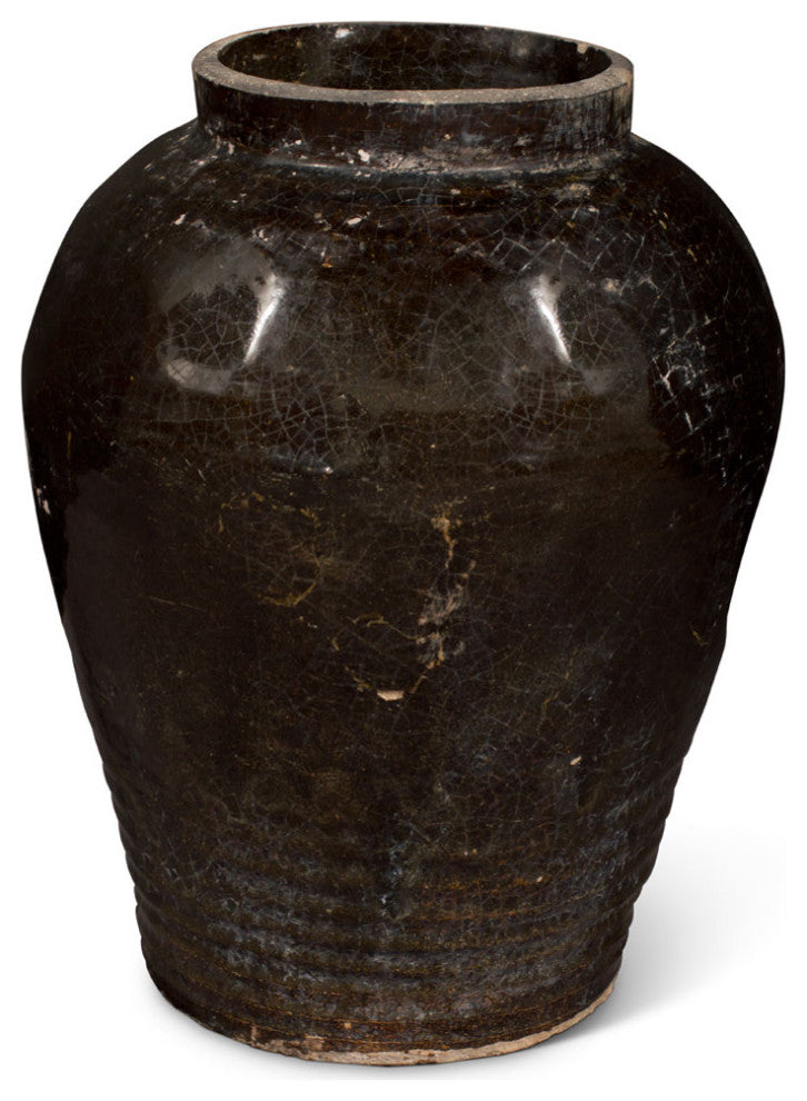 Vintage Village Black Oriental Ceramic Jar