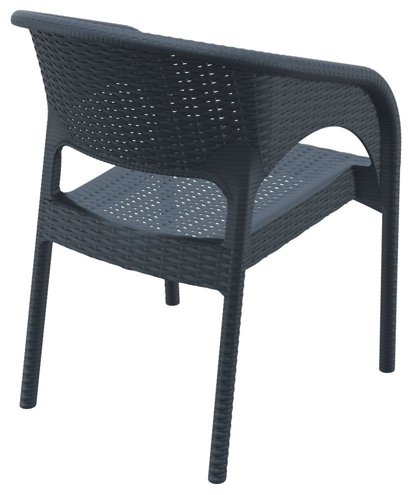 Panama Resin Wickerlook Dining Arm Chair, Dark Gray, Set of 2