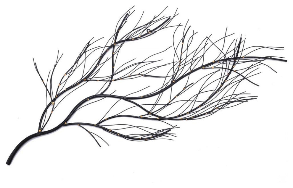 Black with Gold Metal Branch Wall Decor