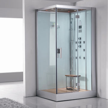 Platinum DZ959F8-BLK-L Black Steam Shower, White, Right Shower