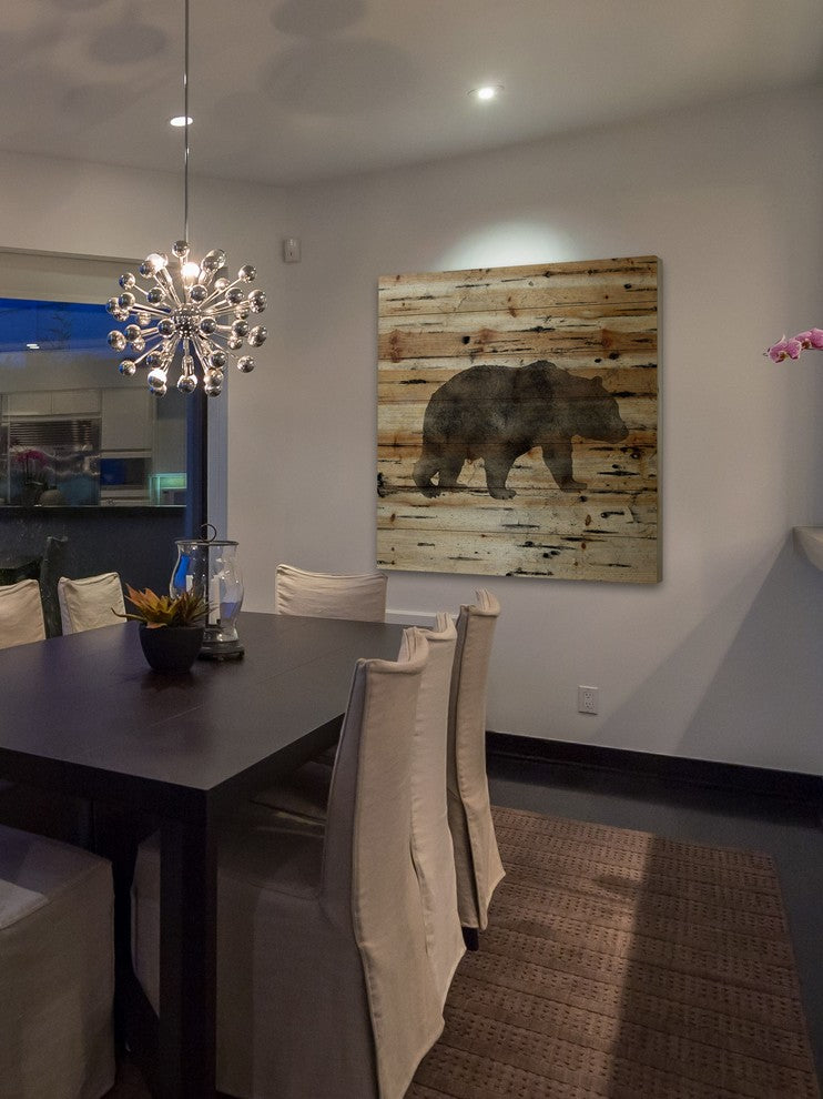 "Bear Birch Bark" Painting Print on Natural Pine Wood