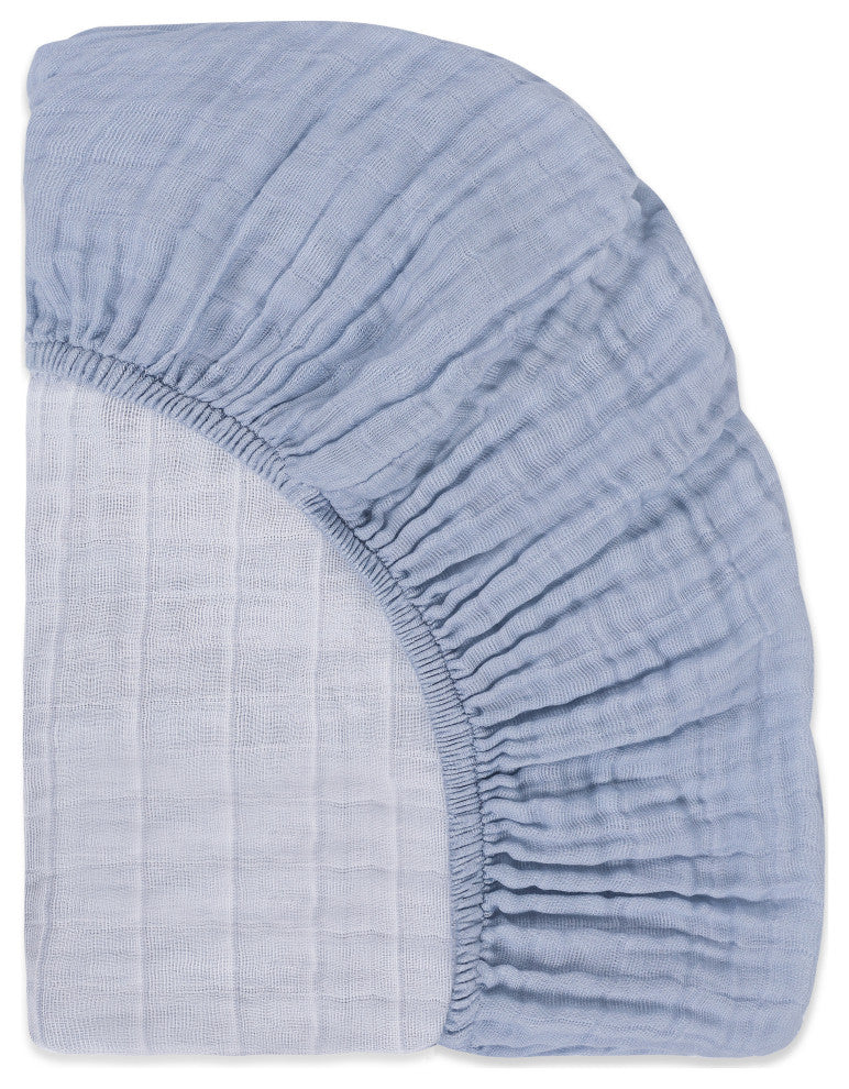 All-Stages Midi Crib Sheet, GOTS Certified Organic Muslin Cotton, Dewdrop