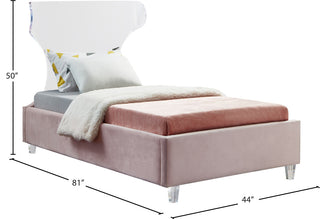 Ghost Velvet Upholstered Bed, Pink, Twin